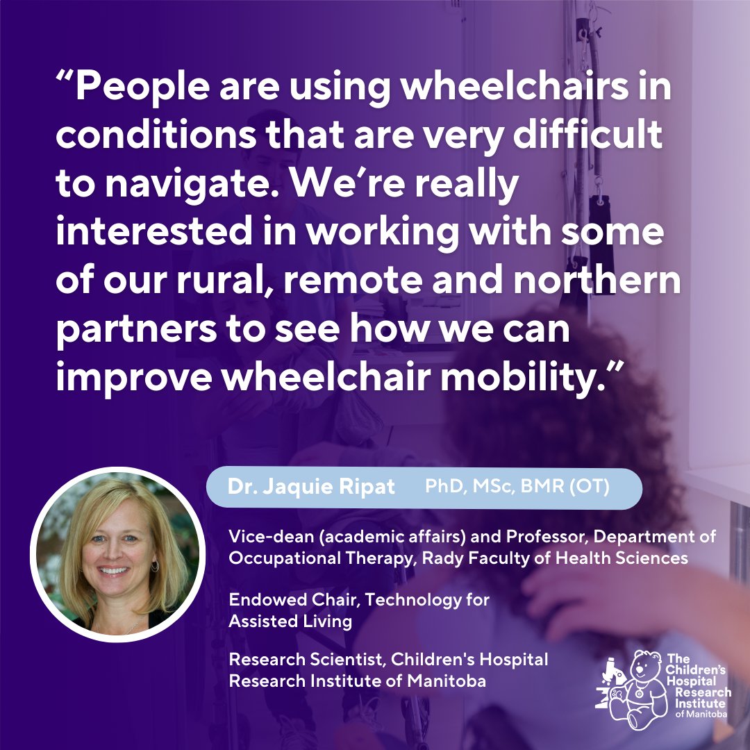 CHRIM investigator, Dr. Jacquie Ripat, is partnering with researchers in BC to study innovative methods of expanding current wheelchair capabilities. 🦼 Learn how the team plans to conduct the study while keeping the Canadian climate (🌨️) in mind here: news.umanitoba.ca/um-and-b-c-res…