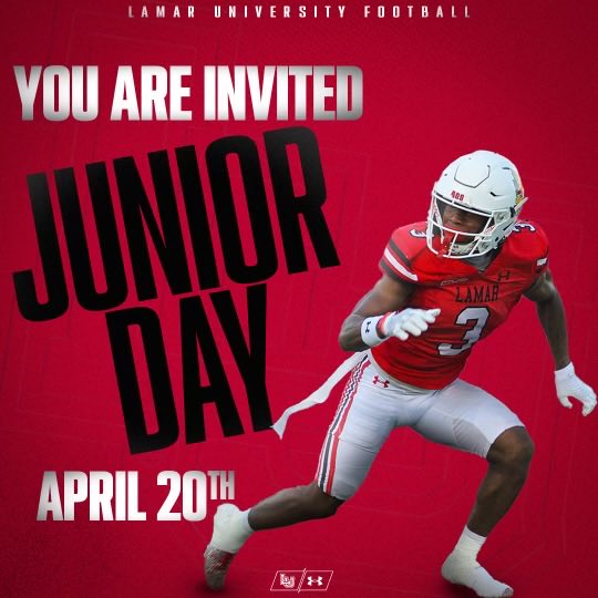 Blessed to receive a invite to ⁦@LamarFootball⁩ junior day ⁦@CoachGipson11⁩ ⁦@coachjohnking⁩ ⁦@longviewgameday⁩
