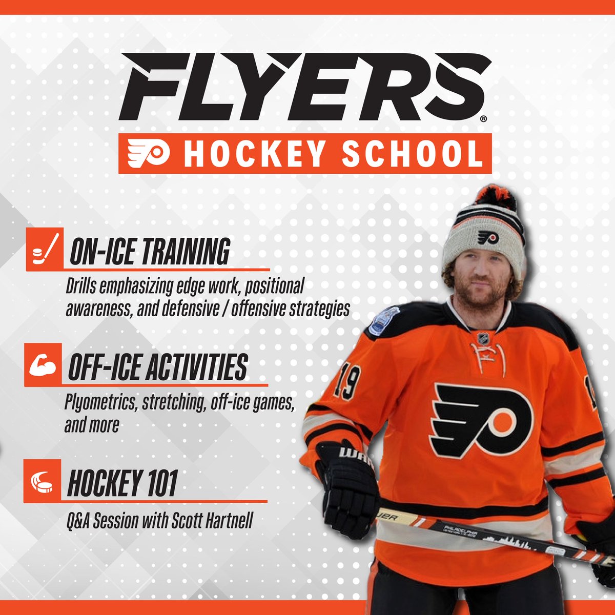 Flyers Hockey School kicks off this summer, with guest coach Scott Hartnell! Registration is open for this 4-day hockey camp, which includes on-ice training, off-ice activities, and more! Learn more at: bit.ly/37JjeH8