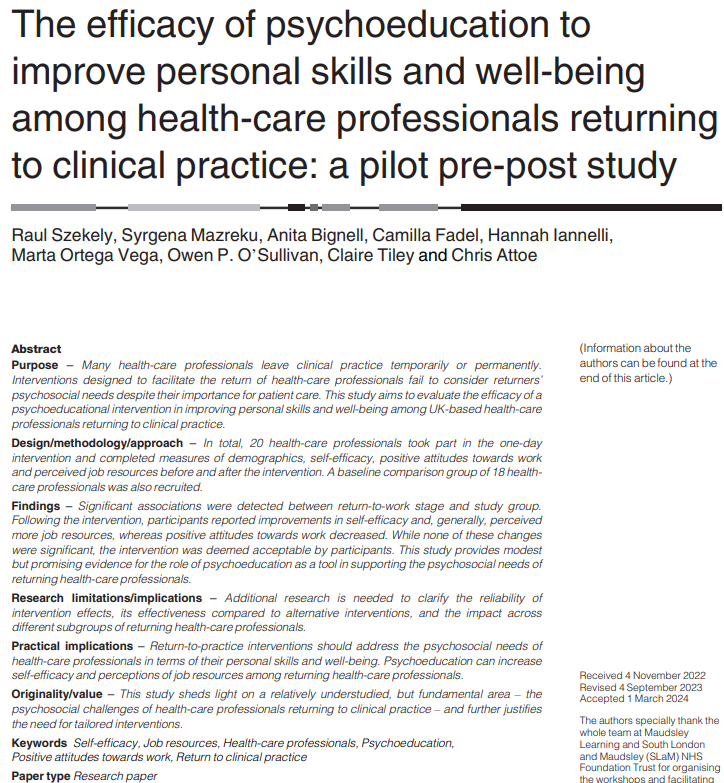 Our new paper led by Raul Szekely & team @maudsleylearn in J Mental Health Training, Education and Practice @EmeraldGlobal @anita_bignell @marta_ortegav researchgate.net/publication/37…