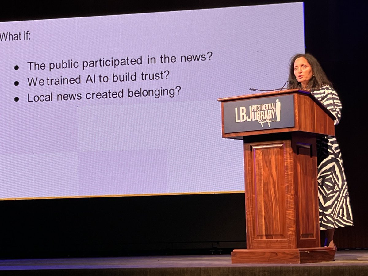 .@TexasTribune⁩ CEO ⁦@SonalRShah⁩, is always asking the biggest and most important questions. We’re proud to be part of the “Trust. News. Democracy.” gathering at ⁦@LBJLibrary⁩.