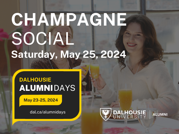 Celebrate your reunion year and connect with fellow Dalhousie alumni at the 2024 Champagne Social. Join us, on Sat, May 25 and enjoy a brunch spread while socializing with fellow alumni and friends. RSVP: bit.ly/3VSpQtd