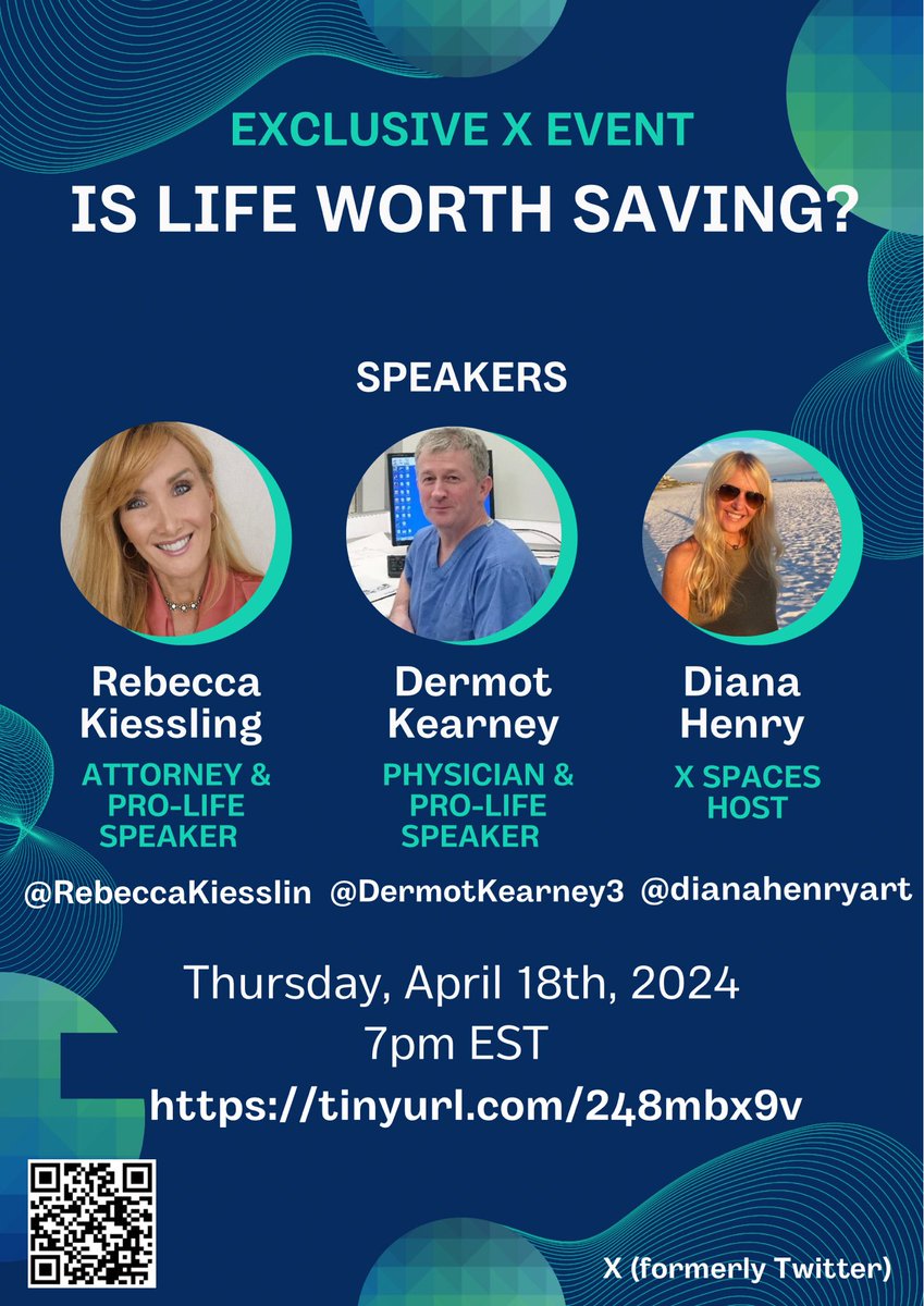 Is life worth saving? An in-depth look at the importance of human dignity. Please join me for our conversation on April 18th with host @dianahenryart and our featured speakers @RebeccaKiesslin President of @SaveThe1Child and @DermotKearney3 as we discuss the perspective of 100%…