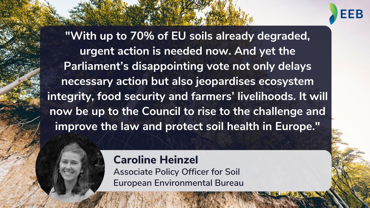 BREAKING🪱 MEPs have missed an opportunity to transform the already weak proposal for a #SoilMonitoringLaw into an effective tool for change, placing #SoilHealth on shaky ground🥀 Urgent action is needed now and all eyes are on the Council 👀 🔎👉eeb.org/european-parli…