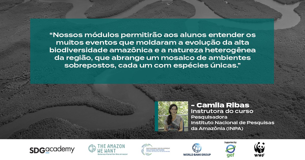 🟢 Conheça nossos estimados instrutores para o #curso 'A Amazônia Viva'. @camila_c_ribas, Cientista no Instituto Nacional de Pesquisas da Amazônia (@inpadaamazonia), compartilha seu conhecimento sobre a Amazônia. Inscreva-se agora: bit.ly/AmazonMOOC #AmazonMOOC
