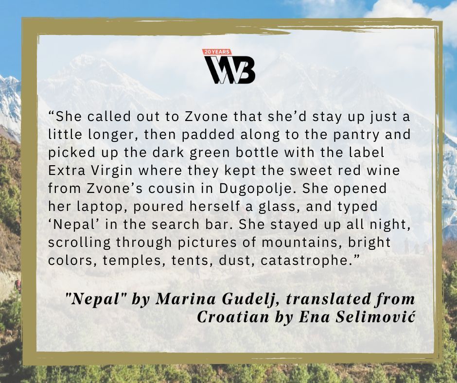 “Nepal” by Marina Gudelj (tr. @enaselimo), about a woman’s relationship to a rebellious sibling, is the first installment in a series focused on the stories of women in Eastern Europe, Central Asia, and the Caucasus. buff.ly/4aJj2SU