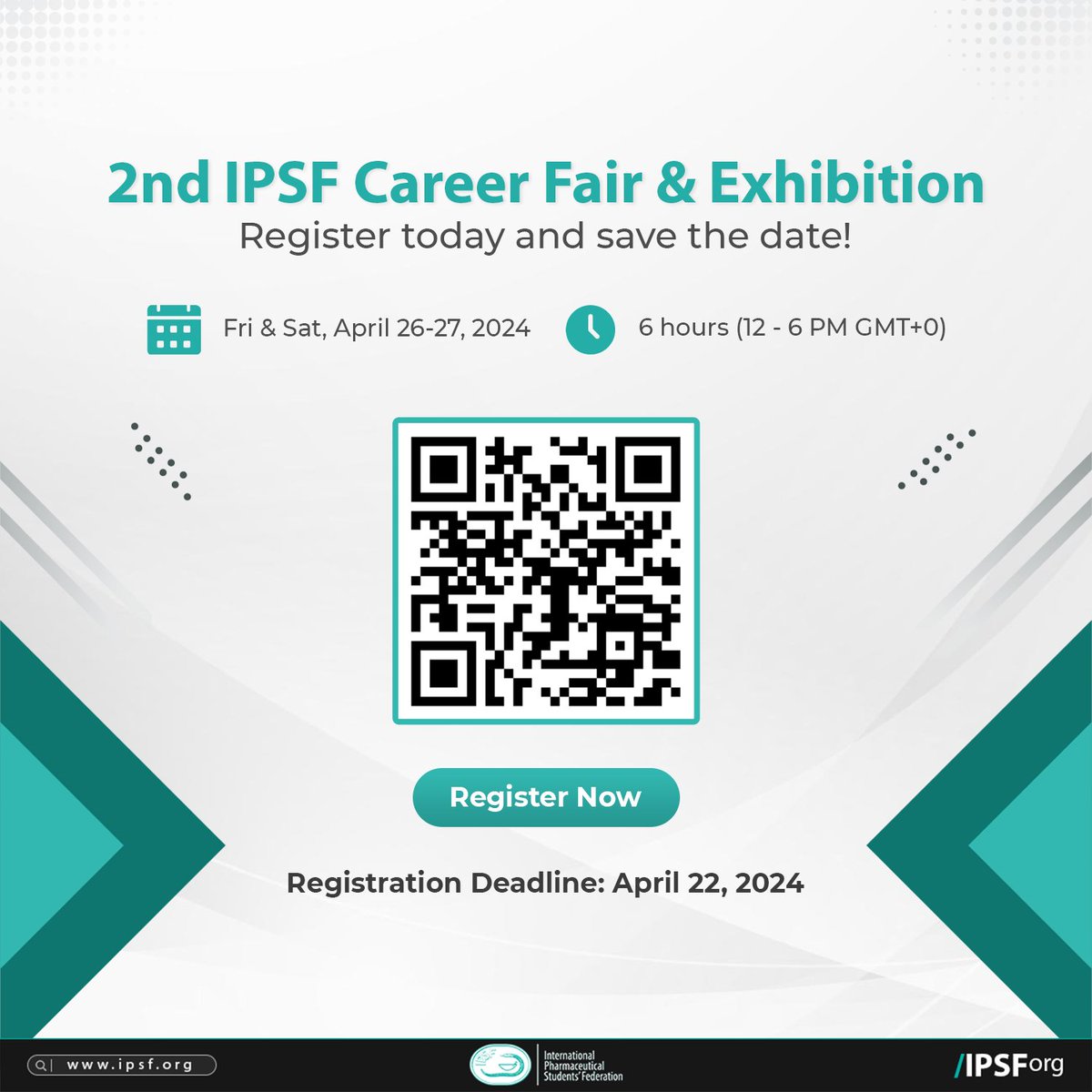 IPSF Career Fair & Exhibition returns! A 2-day event dedicated to career development and advice, featuring pharmaceutical companies and pharmacy employers.

Don't miss this amazing opportunity and register today!
ow.ly/oIzG50RcvcY.

#IPSFCFE2024
#75YearsOfIPSF
#IPSForg