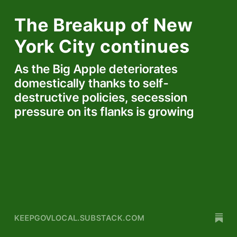 Its obvious #NewYorkCity is on a path to a complete breakup. #LongIsland proposed seceding a year ago & #statenisland back in September 2023. The recent news from #NassauCounty just reinforces the obvious trend. #NationalDivorce #Secession #Independence #LetsNotBeNaïve