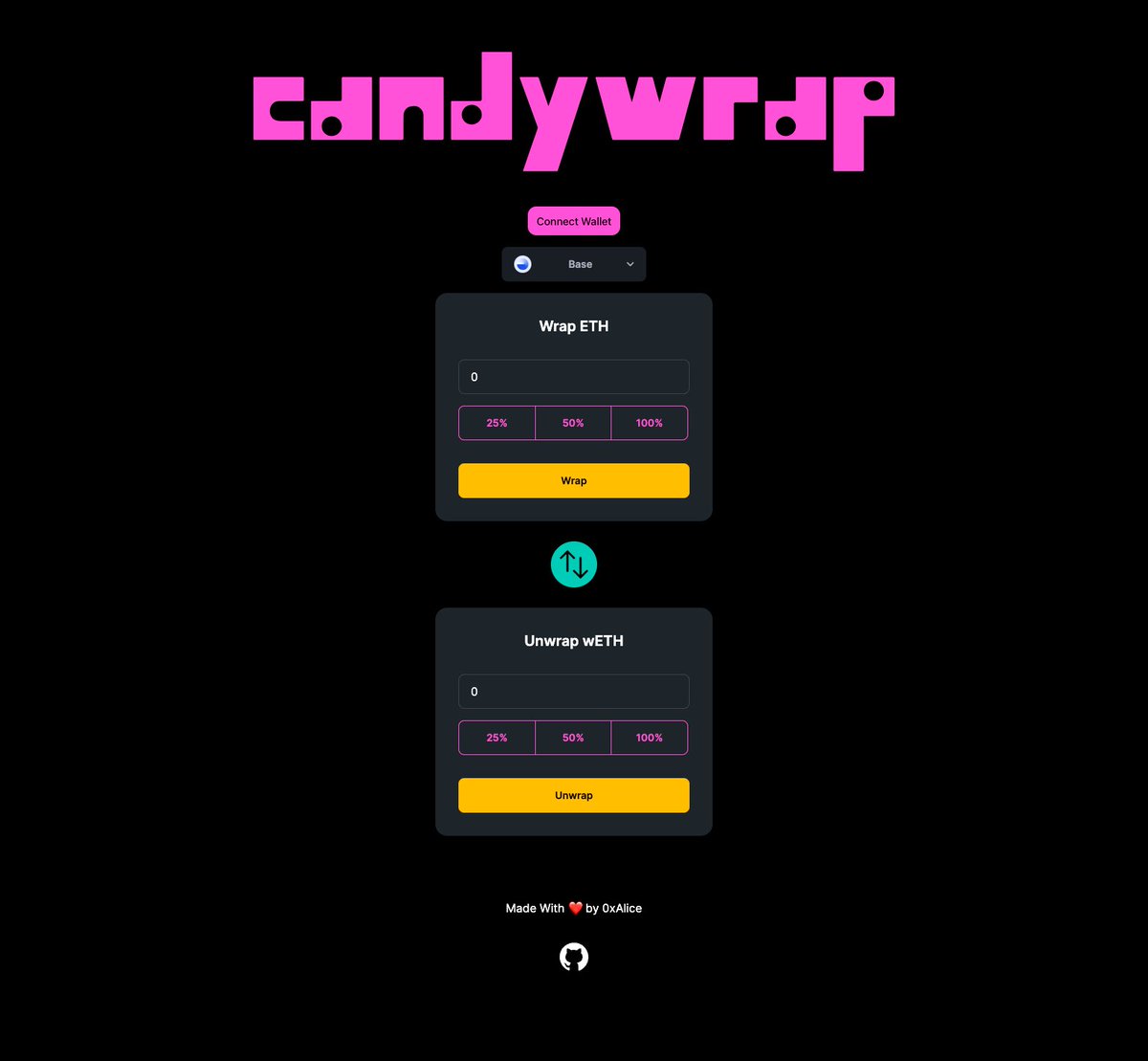 Happy to release a little side project: candywrap.dev Effortlessly and cheaply wrap and unwrap native tokens on more than 20 EVM chains (number is growing as fast as I can test). Still need to do some UI stuff like spinners/disable ui. DMs are open for feedback!