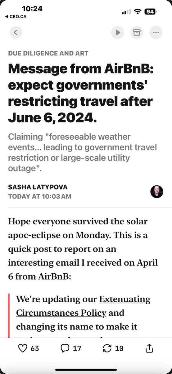 Could this be why @airbnb is warning about events affecting reservations after 6-6-24 (aka 6-6-2+4) 666)? These demons love to signal meaning through numbers don’t they?