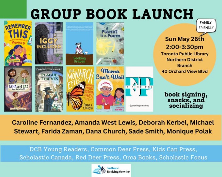 With hundreds of new titles of #kidCanLit being released through the year–did you see this listing canlitforlittlecanadians.blogspot.com/2024/01/upcomi…?–it's great to see a group of #picturebooks, #MG and #NF launching together in May at @tpl Northern District Branch. canlitforlittlecanadians.blogspot.com/2024/04/group-…