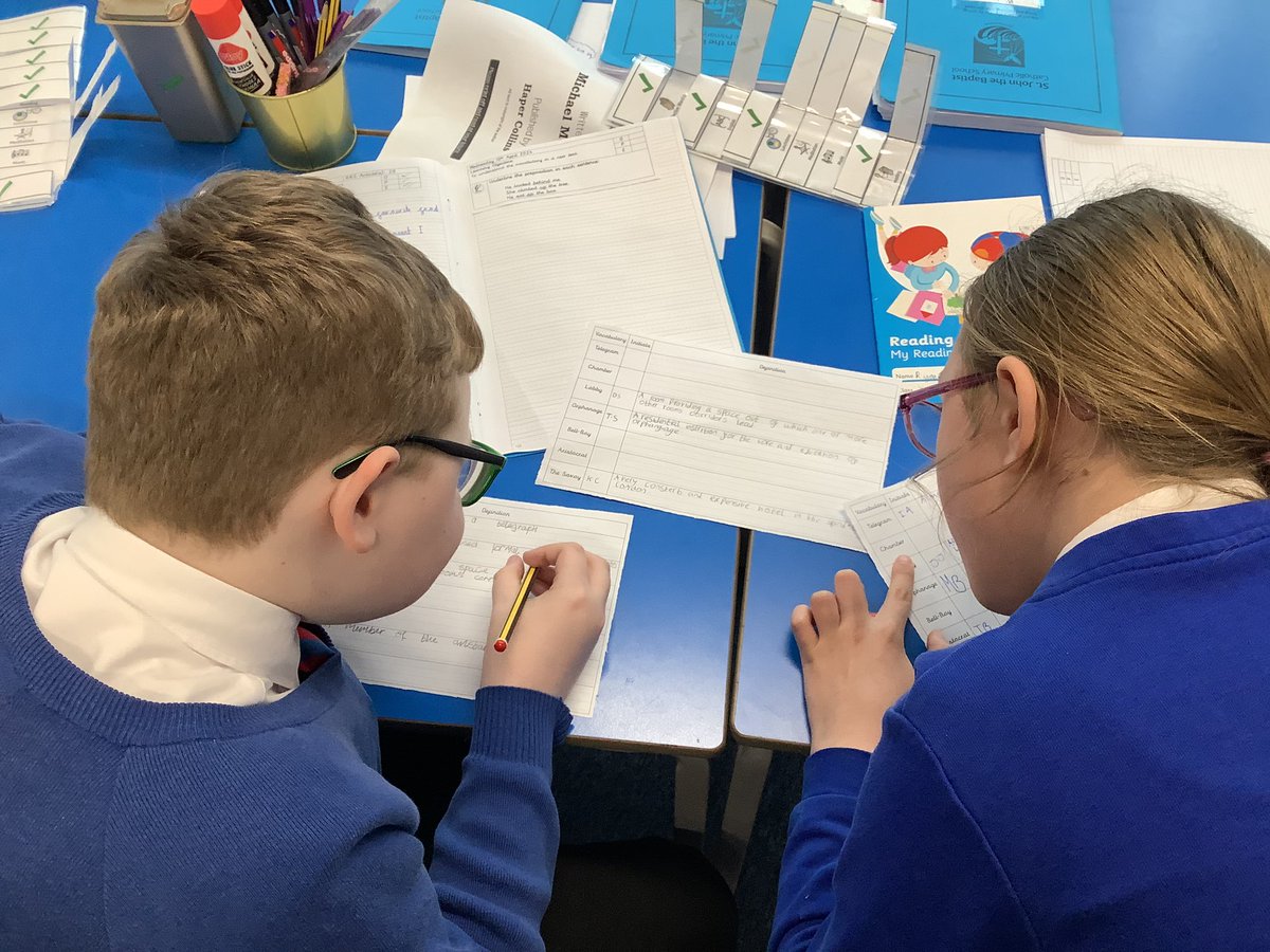 Today Year 5 were using their #Kagan teamwork skills to develop their understanding of the different vocabulary in our new class test #KasparPrinceofCats @theliteracytree 🚢🐈‍⬛ @OurLadyandAllS1