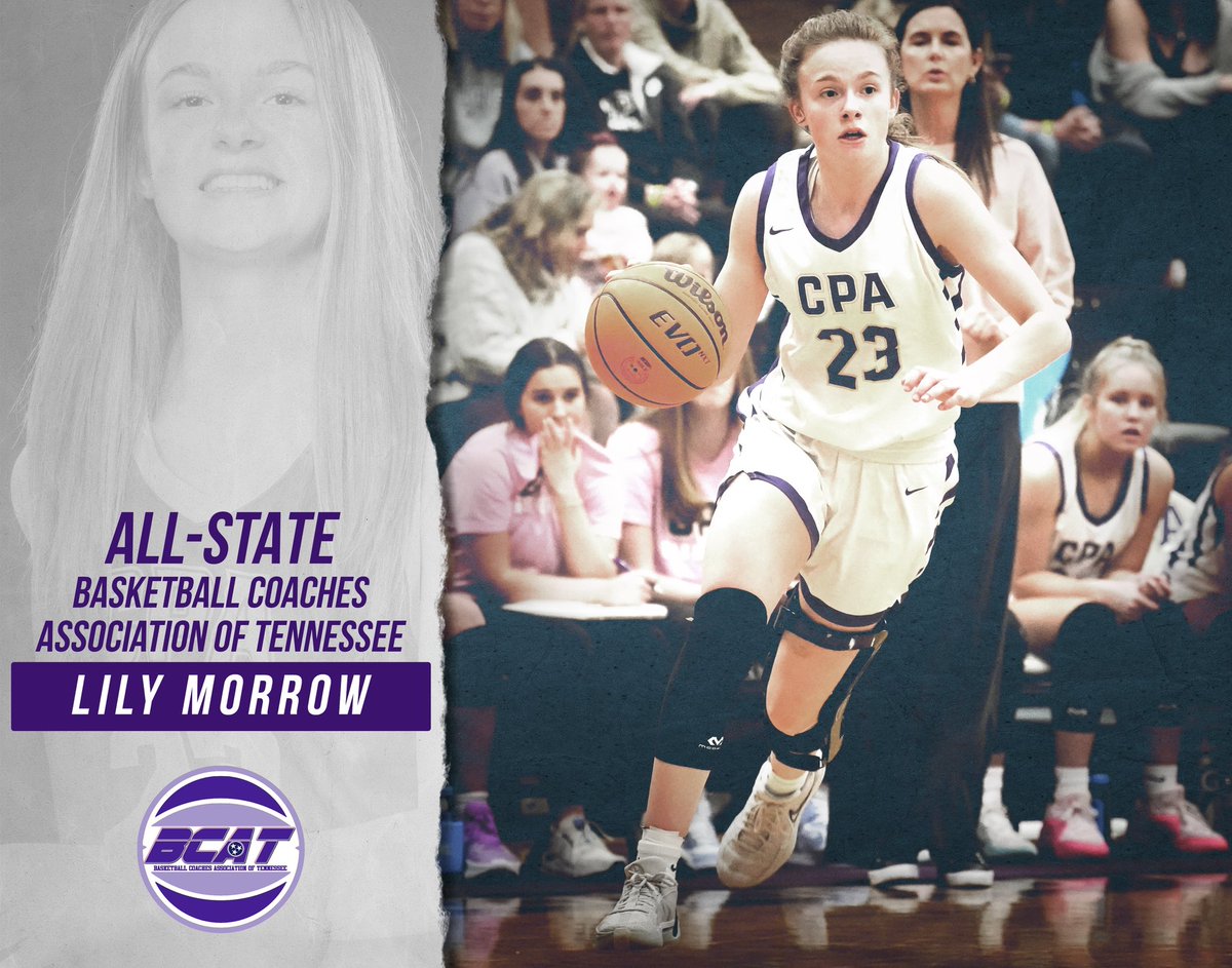 Congratulations to 🏀 GIRLS BASKETBALL Lily Morrow on being named ALL-STATE by the Basketball Coaches Association of Tennessee. @CPALionsWBB @BCATHOOPS