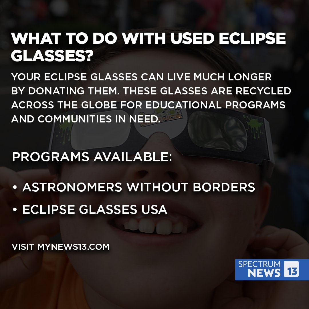 Wondering what to do with your used solar eclipse glasses? There are programs available to donate them. (These programs are not managed by Spectrum News) mynews13.com/fl/orlando/new…