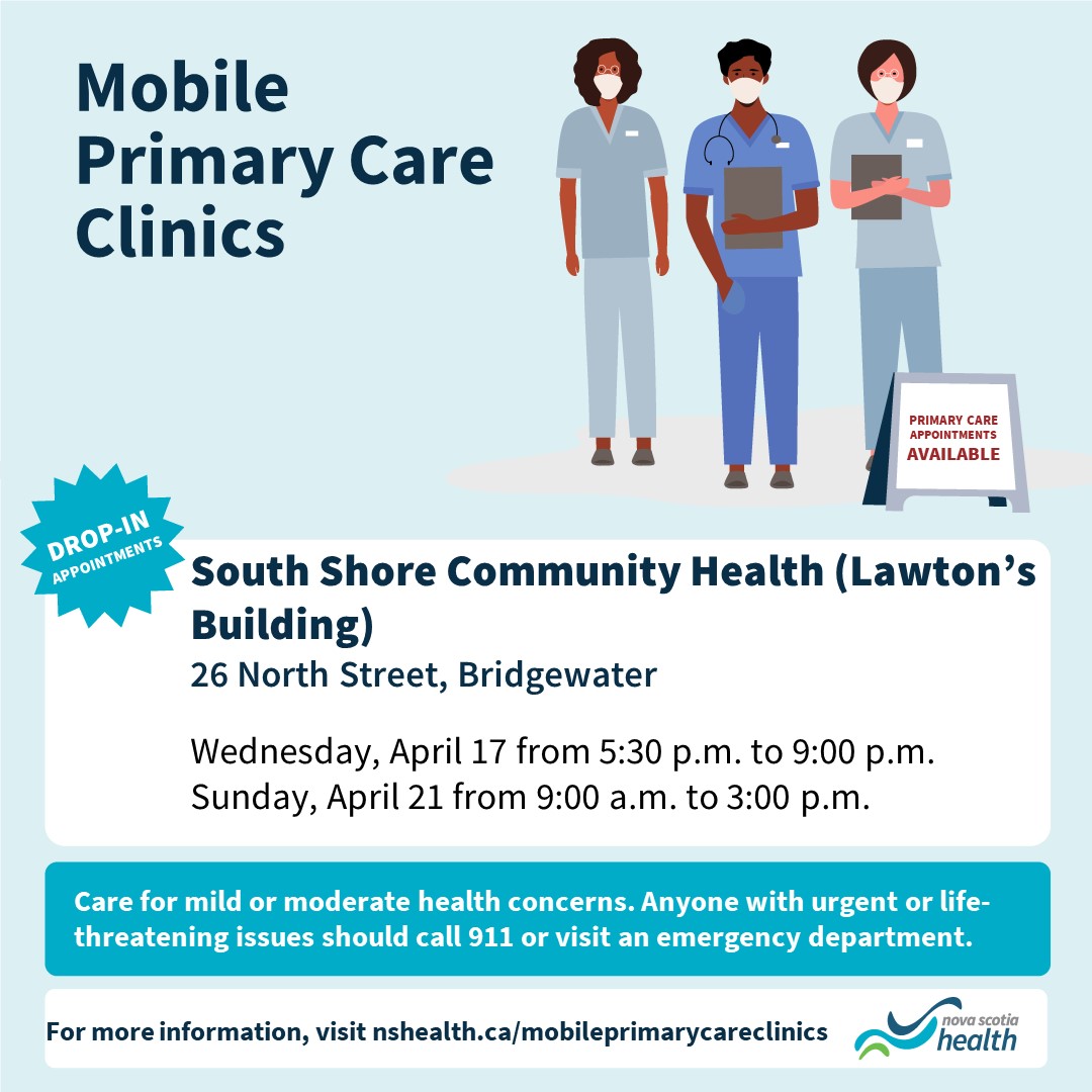 Nova Scotia Health’s mobile primary care clinic will be in Yarmouth and Bridgewater in April. For details, visit nshealth.ca/mobileprimaryc…