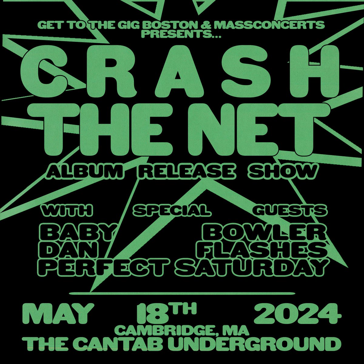 In 1 MONTH Crash The Net celebrates their album release at Cantab Underground with <a href="/BabyBowlerMA/">Baby Bowler</a>, Dan Flashes, &amp; <a href="/PerfSaturday/">Perfect Saturday</a>!

🎟 ------> seetickets.us/event/crash-th…
