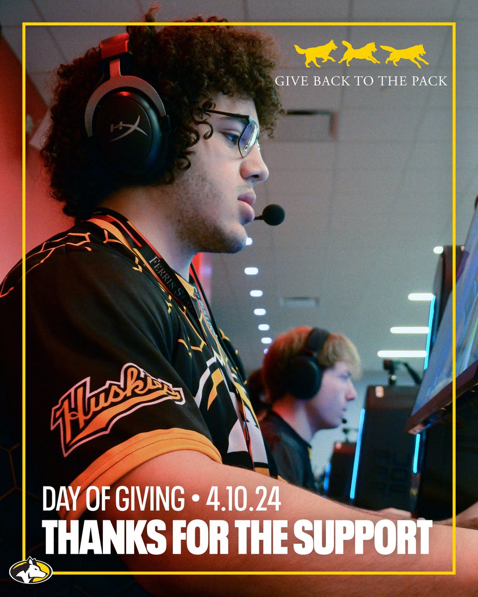 𝗚𝗶𝘃𝗲 𝗕𝗮𝗰𝗸 𝘁𝗼 𝘁𝗵𝗲 𝗣𝗮𝗰𝗸 
Your gift—big or small—to Michigan Tech Athletics will create an immediate impact on the lives of our esports student-athletes. Thank you for your support!

𝗚𝗜𝗩𝗘 𝗡𝗢𝗪 ➡️ giveback.mtu.edu