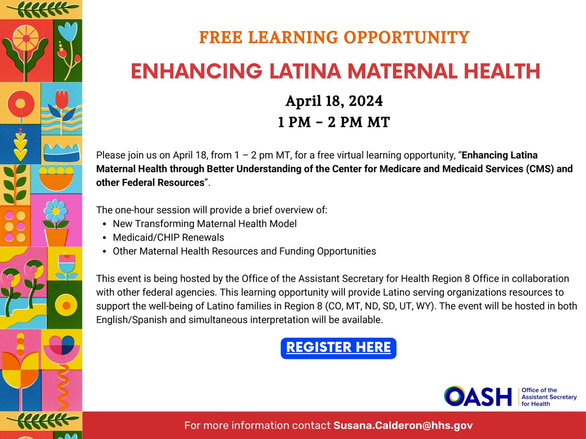 CrossroadsAHEC's tweet photo. Free Learning Opportunity!💫 Enhancing Latina Maternal Health!❤️ #healthcare #learning #LatinaMom https://t.co/yVrEGUIkgL