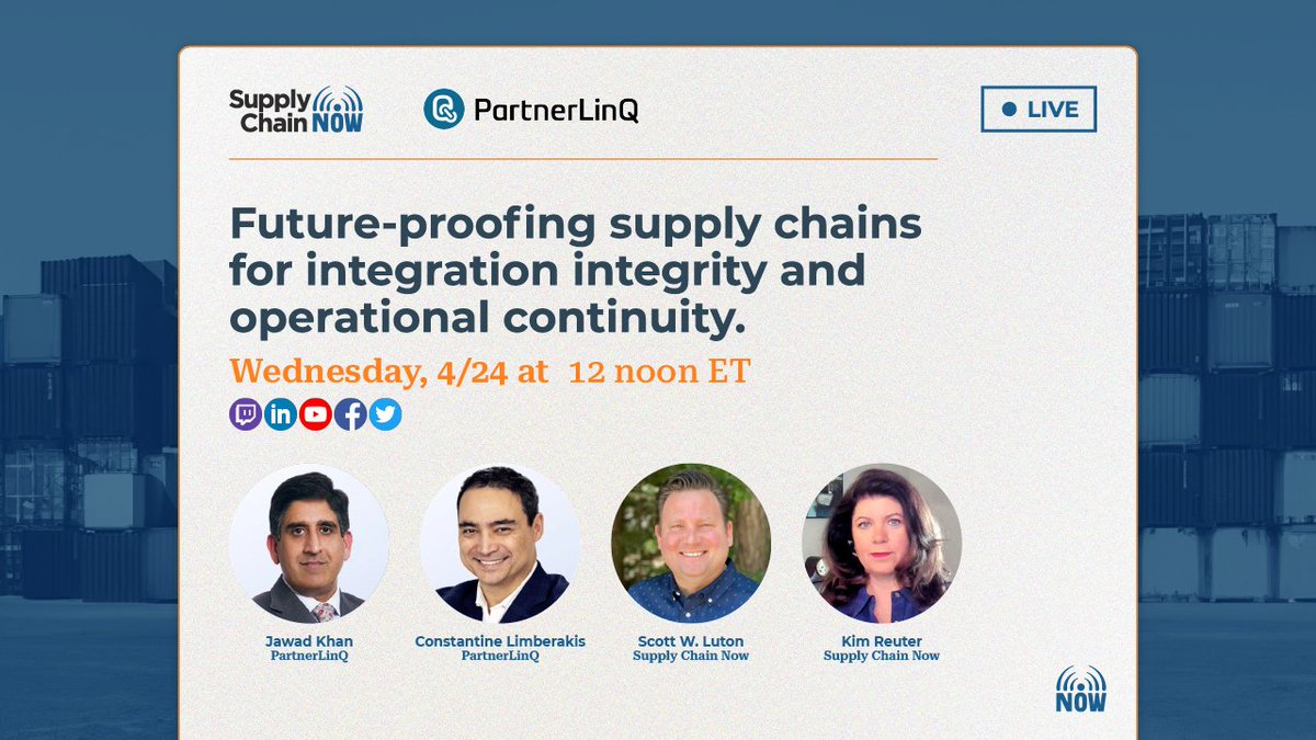 _supplychainnow's tweet image. 🎥 Join our LS with @PartnerlinQ &amp;amp; learn about:

#Configurability: Tailor processes for agility.
#Scalability: Handle complexity effortlessly.
#Collaboration: Boost efficiency with advanced tools.
#Visibility: Make proactive decisions in real-time.

Reg: bit.ly/3PVbRPE