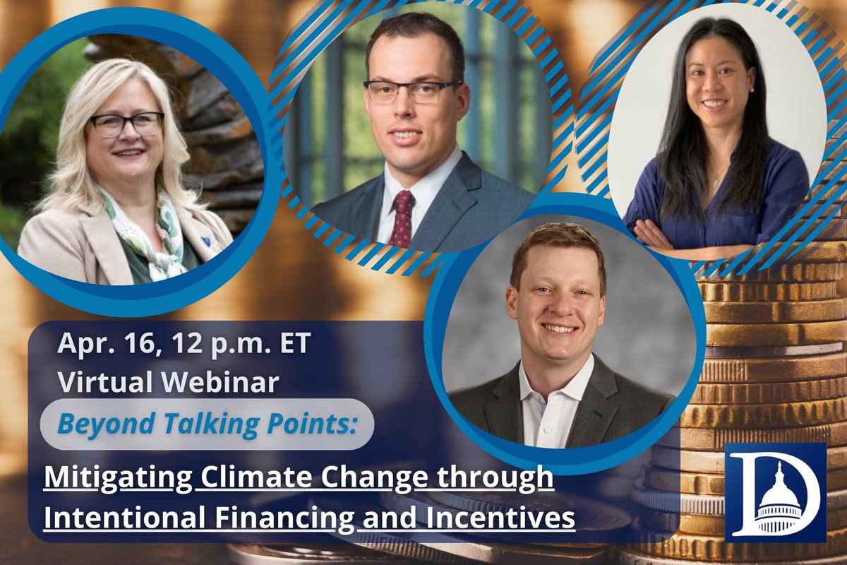 Our virtual briefing on climate financing and the role of federal incentives is one week away! Join us April 16th at noon to hear from our experts to discuss climate finance, its incentives, and the role of public and private investments. 🌎🍃🌳Join here: duke.is/p/rq6m