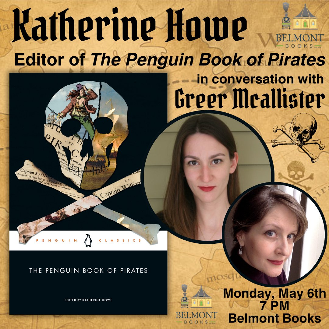 Coming in just under a month! I'll be with the fabulous @theladygreer at @belmontbooks to introduce THE PENGUIN BOOK OF PIRATES on May 6 at 7 pm. coming from @penguinclassics on 4/30