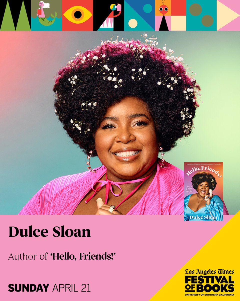 Comedian, actor, and @TheDailyShow correspondent @dulcesloan is coming to #bookfest with her memoir, #HelloFriends! 📙 Don't miss her on the 'Standup and Listen' panel April 21 with #AidaRodriguez @youngsinick @sarahcpr @njacksonjourno! 🤣🤣 Full line-up: latimes.com/fob