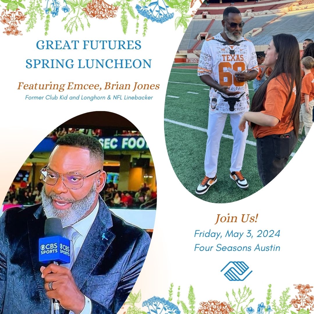 Exciting News! Join us for the Great Futures Spring Luncheon featuring emcee @JonesN4mo, former club kid turned @NFL Linebacker and @CBSSports College Football Analyst! 🏈🎤 bgcaustin.org/springluncheon/ #greatfutures