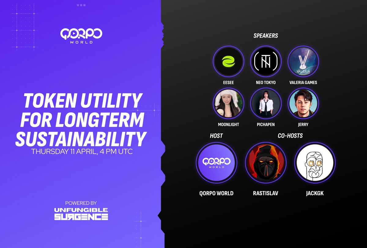 Alert Warriors - Join our Megaspaces Set Reminders: twitter.com/i/spaces/1PlJQ… How can gaming projects drive token utility for long-term sustainability? Tune in as we discuss this pertinent subject around gaming tokens & deep-dive into how $QORPO brings utility to the fore.