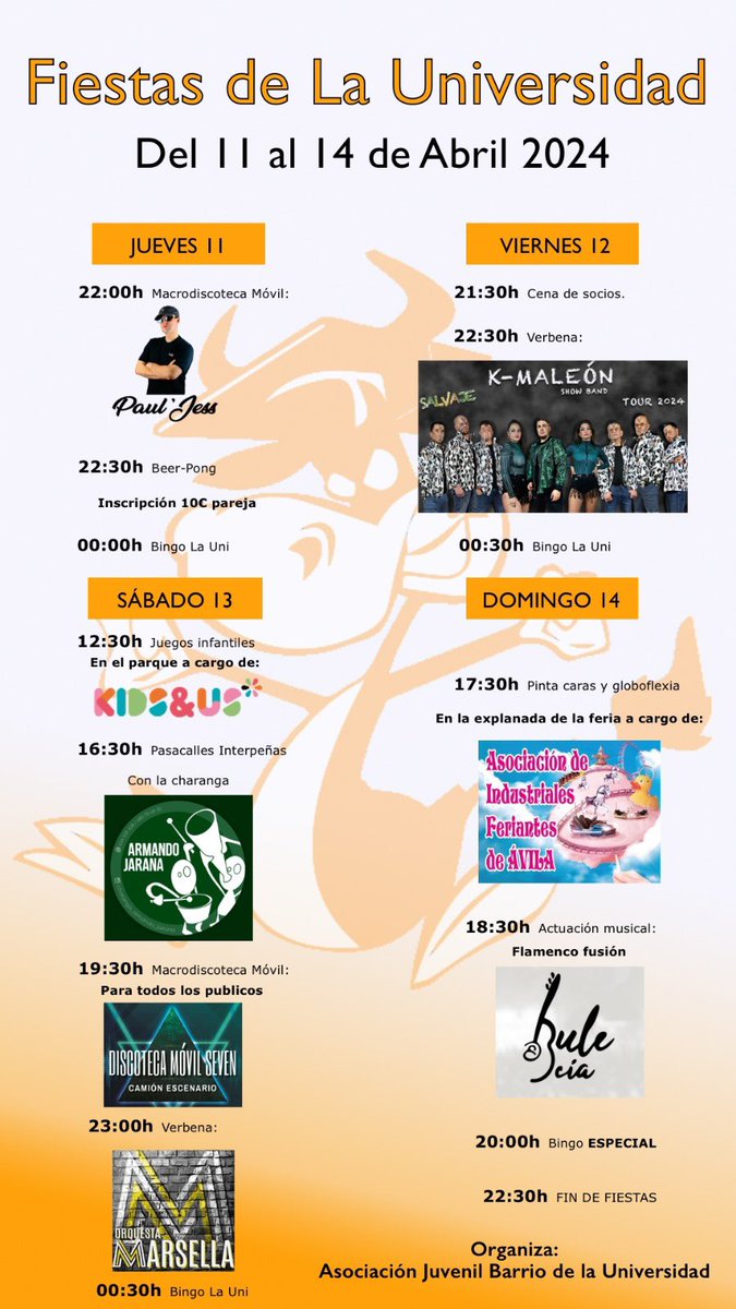 ajbuniversidad's tweet photo. Un resumen de lo que se viene este finde por el Barrio de la Uni!🧡 https://t.co/vjlmo3NeeB