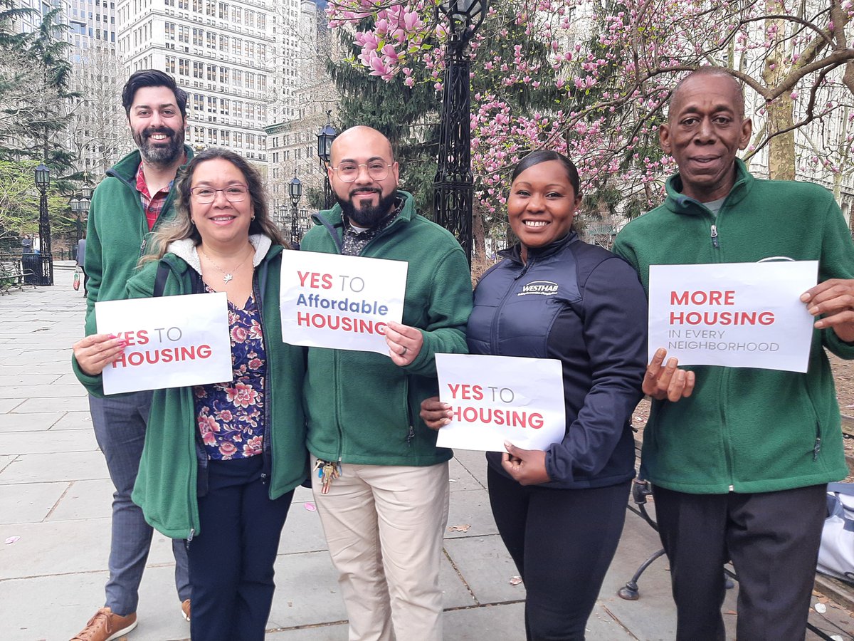 Great to have Team @Westhab1981 represented at the @theNYHC #YestoHousing event at City Hall Park Today. We need common sense housing and zoning changes so we can build the housing our community sorely needs. #AffordableHousing #BuildMoreHousing