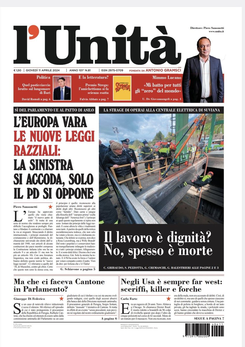 📰 La prima pagina dell’#Unità dell'#11aprile Abbonati subito: bit.ly/ABBONATI-SUBITO