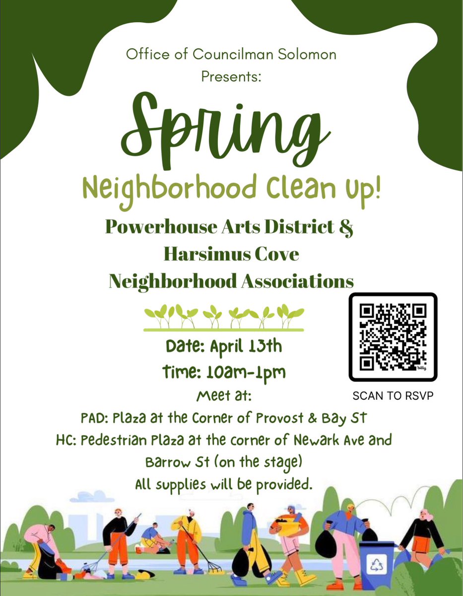 Join us this Saturday, April 13th, for our Spring Clean-Up event! We’re teaming up with the Harsimus Cove and Powerhouse Arts District Neighborhood Associations for a day of community fun 🗑️♻️🌳 All supplies provided, plus students can earn volunteer hours! See you there! 💚