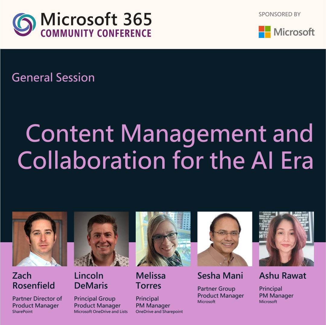 Get an exclusive look at our Microsoft 365 Copilot roadmap of features, customer stories, and lessons learned with “Content Management and Collaboration for the AI Era” at @M365CONF. Learn more: aka.ms/m365generalses… #M365Con