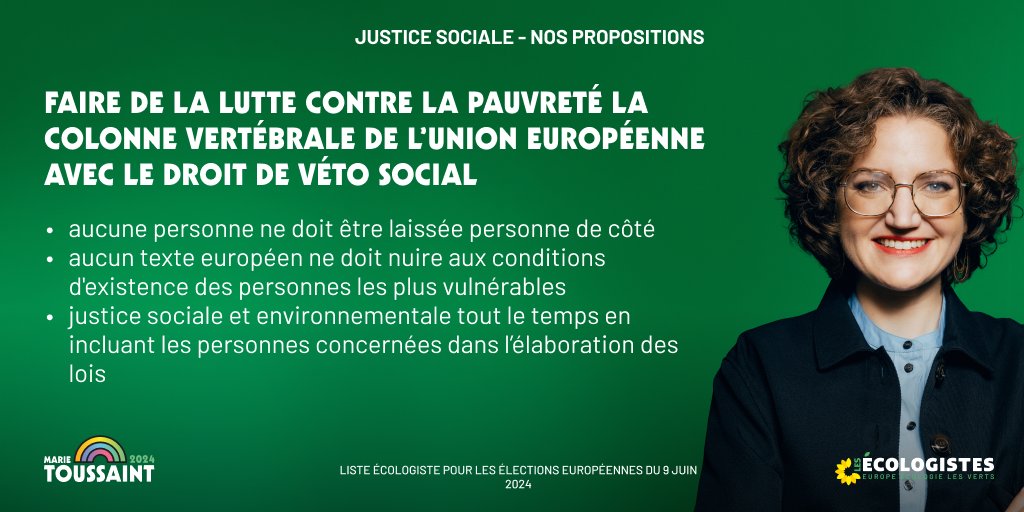 Nous avons le pouvoir de lutter, dès maintenant, contre la pauvreté avec le droit de véto social. Voter pour la liste de @marietouss1 le 9 juin prochain c'est se préoccuper des conditions de vie des plus précaires 🌈🇪🇺 #legranddébat