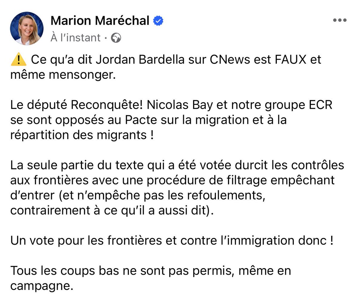 ⚠️Ce qu’a dit Jordan Bardella sur CNews et le RN sur ce visuel est évidemment FAUX et même mensonger.