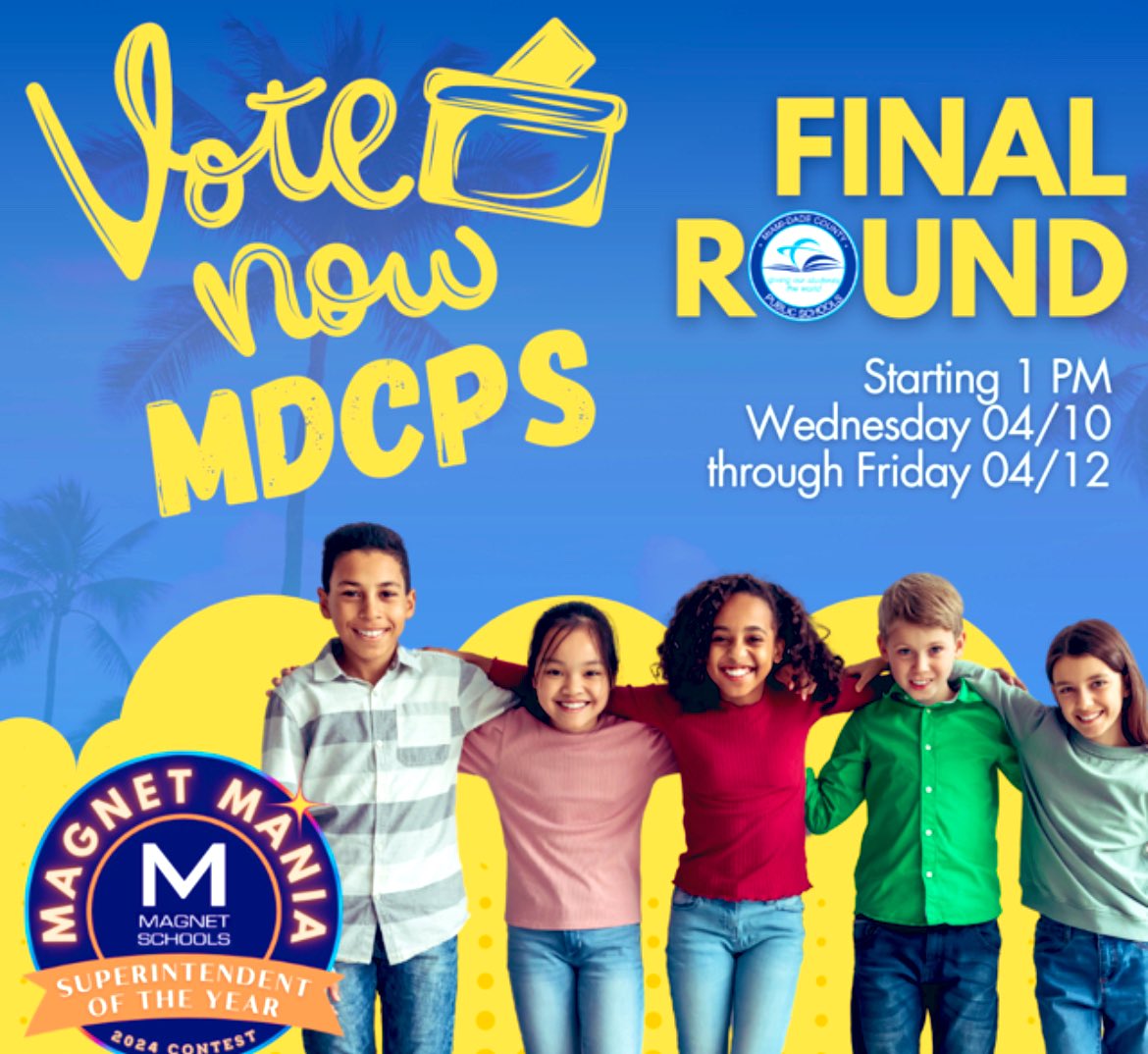 🌟 Every vote counts! Let’s rally together and cast our votes for MDCPS in the FINAL ROUND of the Magnet Mania SOY Contest! Voting is open. Let’s make it happen! 🗳️✨  Vote here: shorturl.at/pFGP1 or Google 'Magnet Mania 2024' #YourBestChoiceMDCPS #MagnetMania