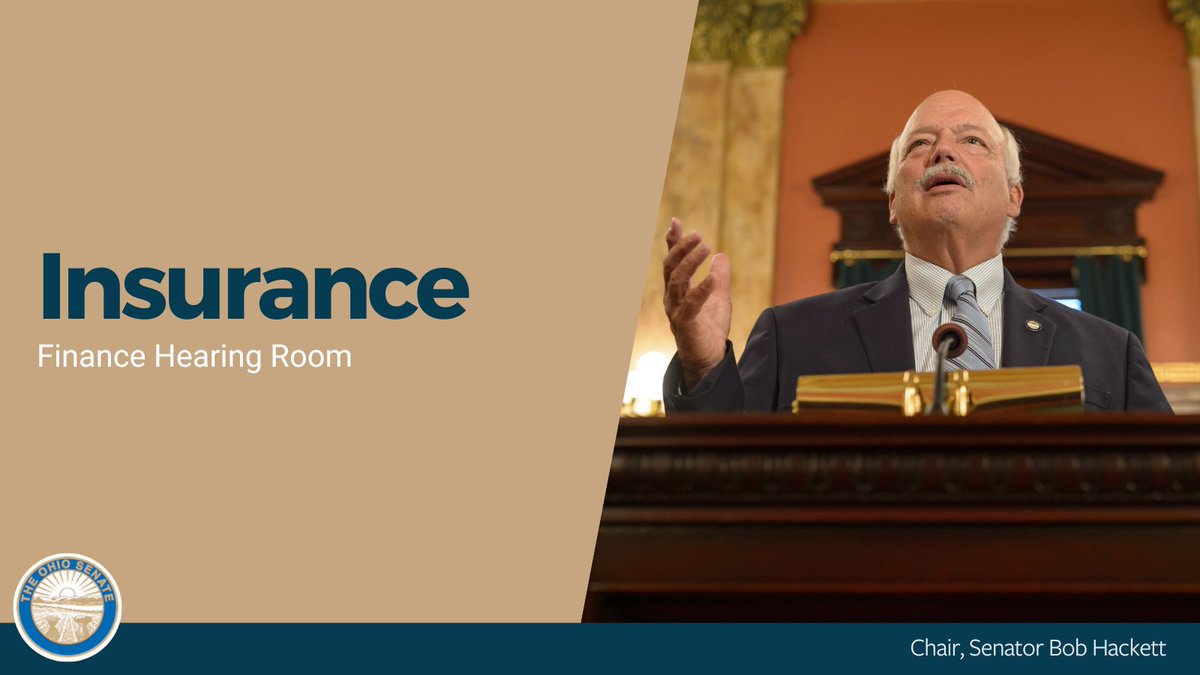 Happening now: Insurance Committee with Chair Hackett in the Finance Hearing Room. Tune in @TheOhioChannel: bit.ly/3VN01uO