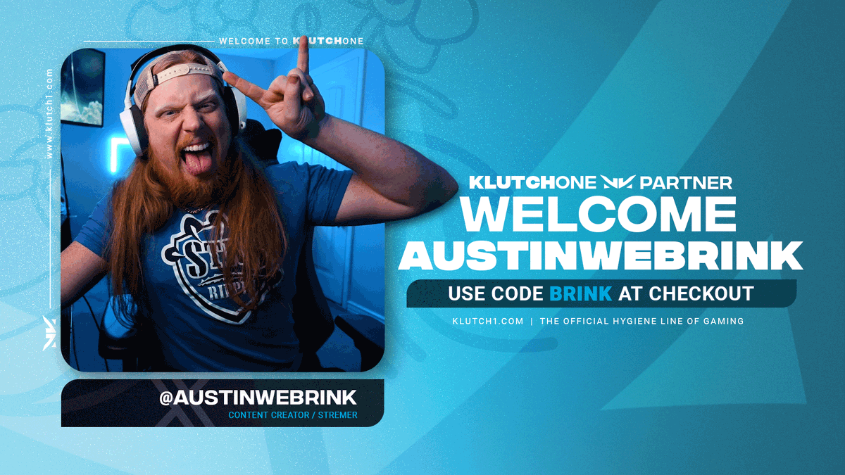 Excited to introduce your favorite redheaded content creator @austinwebrink to the Klutch1 family! 💚 He's dedicated to his love for Halo, crafting content around it -he's a force to be reckoned with. Catch him live over on Twitch! Use code 'BRINK' at checkout!🛒