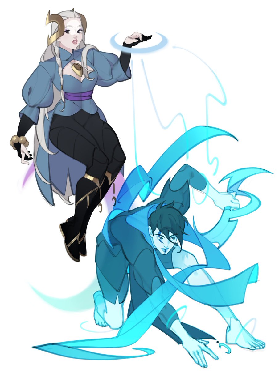 #Alune #Aphelios Twins reverse!AU where Alune is a powerful Lunari sorceress. She summons her brother's projection from within the spirit world to fight under her strict guidance.