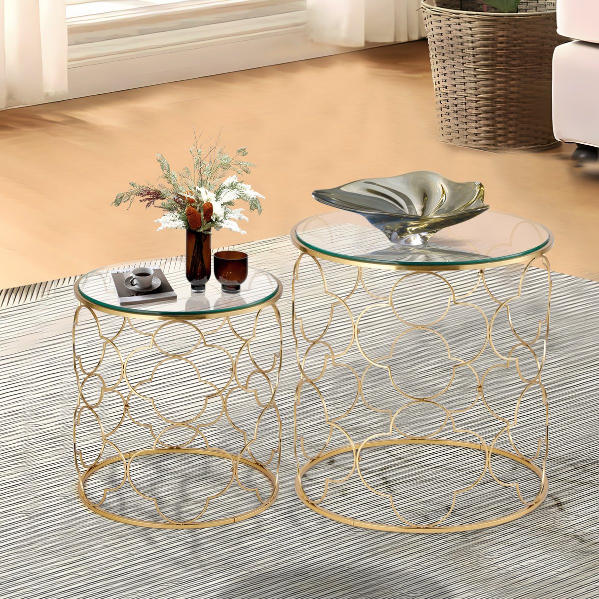 Some beautiful nesting gold coffee tables. What do you think of them? #decor #table #coffee #cute #gold #luxury #sidetable #endtable #tables #homedecor #interiordesign #glass #decor #decomust #montreal #mtl #canada #toronto #usa #sustainable #eco #ecofriendly #ecomerce #startup