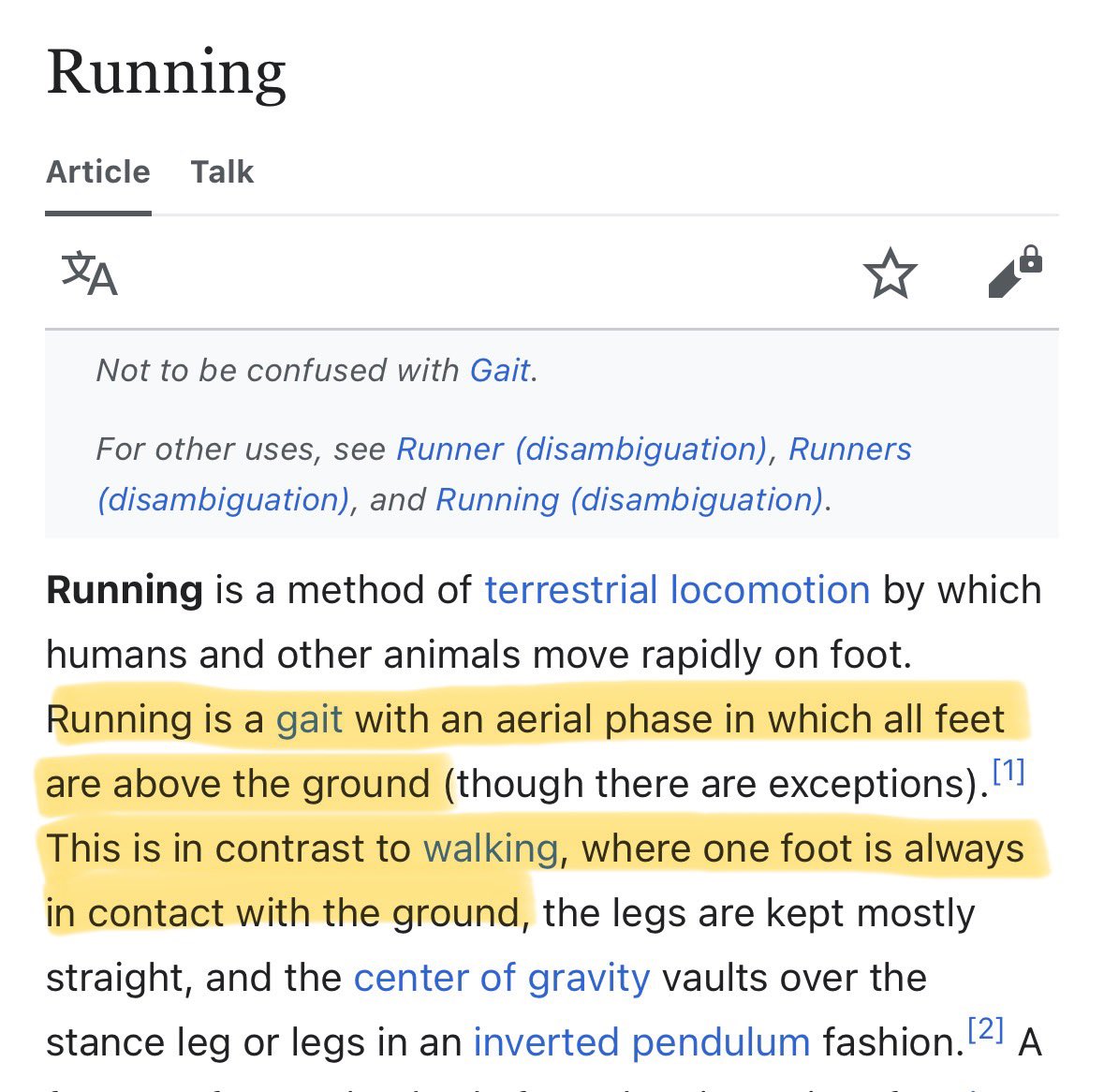 Never thought I’d see the day where someone discovered running in a Twitter thread. Running is literally defined by the fact you sometimes have both feet off the floor. If you never take both feet off the floor, you’re walking.