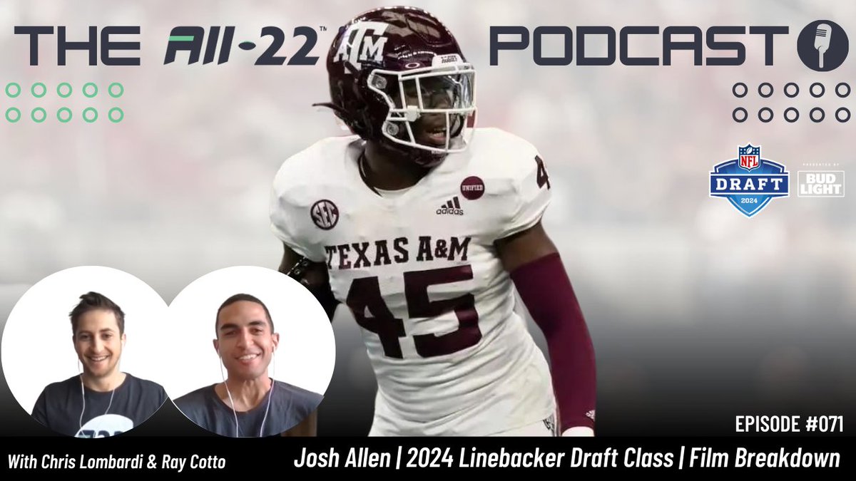 All-22 discusses Josh Allen's new contract extension and his elite performance. PLUS, film breakdown of the top Linebackers from the 2024 draft class and how they compare to recent years. #joshallen #nfl #nfldraft #linebacker #fantasy youtu.be/pmC9JtB7dY0?si…