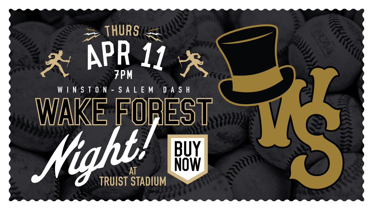 Join us at the ballpark for Wake Forest Night with the Winston-Salem Dash on April 11th🎩 Purchase one of our Wake Forest Night ticket packages which includes a ticket to the game and an exclusive white and gold Dash adjustable cap! Purchase tickets here⤵️ 🎟️:…