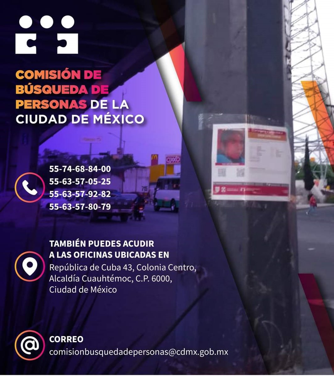 Acércate a @busqueda_cdmx para solicitar orientación y apoyo en caso de reportar personas desaparecidas. #BúsquedaCDMX