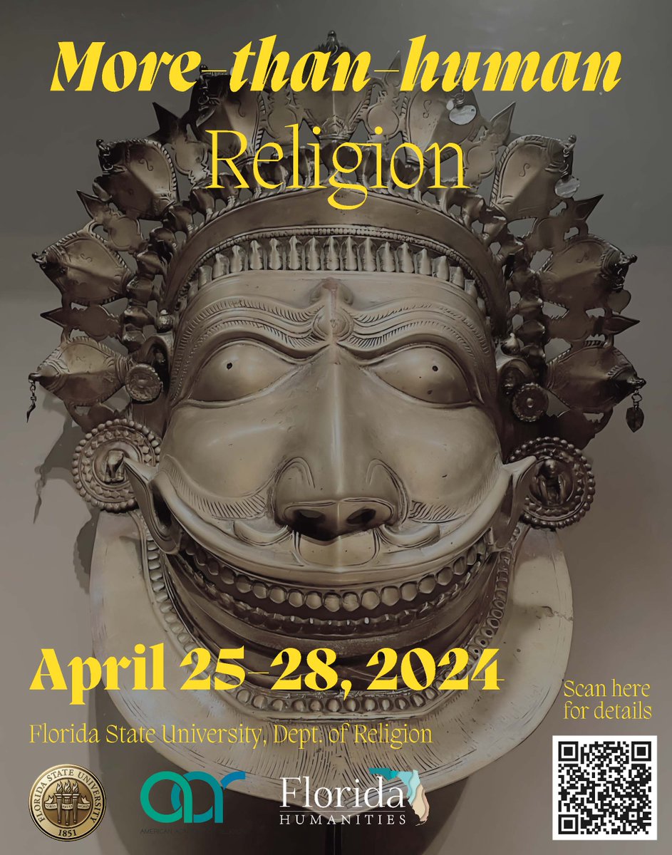 Gaga for the poster my colleague Liz Cecil made for our More-than-human Religion conference, coming up at FSU, April 25-28, featuring Amitav Ghosh, Wai Chee Dimock, curators from the Ah-Tah-Thi-Ki Museum and much more! morethanhuman.create.fsu.edu