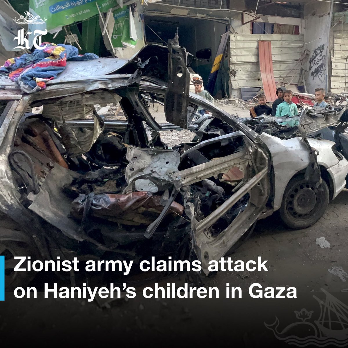 Zionist army spokesperson Daniel Hagari said fighter jets attacked “three military operatives” in central Gaza, referring to a car carrying Haniyeh’s children, who were killed earlier Wednesday. He identified the three as Amir, Hazem and Mohammad Haniyeh, Al-Jazeera reported.…