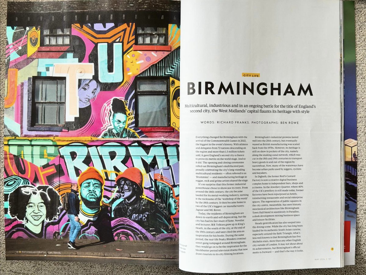 When I first started out all I wanted to do was get #Birmingham in the big magazines. I’m really proud of my seven-page feature on Birmingham and its indie bars, restaurants and venues in the latest issue of National Geographic Traveller. Out now! 🐂 nationalgeographic.com/travel/article…