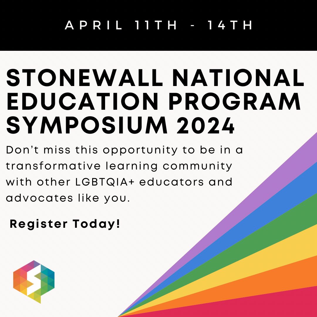 Join us at SNEP 2024 Symposium, April 11th - 14th! Connect with LGBTQIA+ educators, learn from expert panels, and discover innovative approaches to inclusive education. Secure your spot now 👉 stonewall-museum.org/snep-2024-regi… #SNEP2024 #InclusiveEducation #EqualityForAll #StonewallMuseum