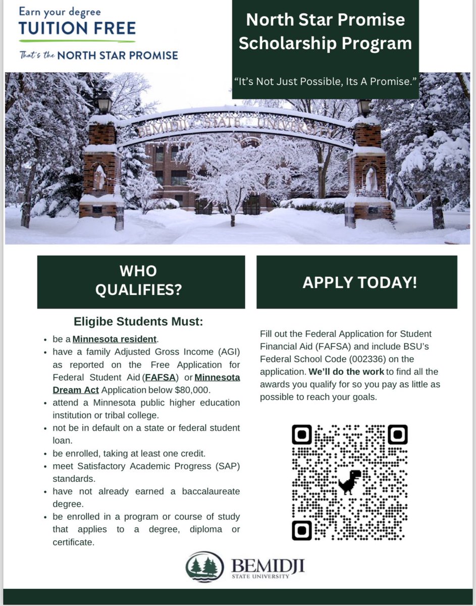 Hey Beavers,
make sure you check out the North Star Promise Scholarship Program! 🦫