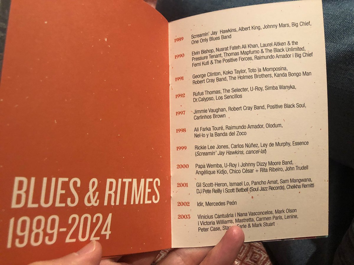 Al llibret del <a href="/bluesiritmes/">Blues & Ritmes</a> 2024 hi trobareu un text preciós de <a href="/gvidalmante/">Guillem Vidal Manté</a> i una llista de tots els concerts des del 1989. Patrimoni badaloní. Un llarg camí fet amb <a href="/zorrillabdncat/">Teatre Zorrilla</a> i molta gent com <a href="/DaniDfma/">dani gelabert</a>, <a href="/joseppascasi/">josep pascasi</a> i <a href="/oriolllado/">Oriol Lladó</a> #35anys